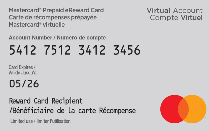 Master Prepaid eReward Gift Card